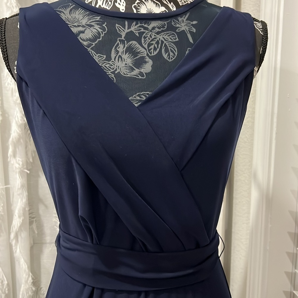 Lauren Ralph Lauren Navy Maxi Formal Gown Sleeveless Dress Size 4 - Picture 8 of 9